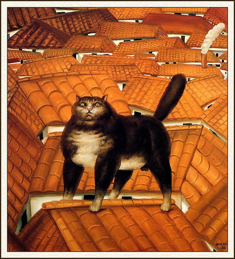 Katze auf dem Dach Fernando Botero Ölgemälde